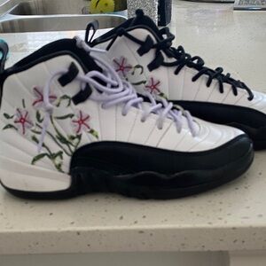 Jordan Kids Sneakers - Black, White, and Red Floral